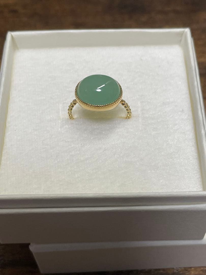指輪　K18YG　11号　グリーンカルセドニー 12×10cm　1回半日使用