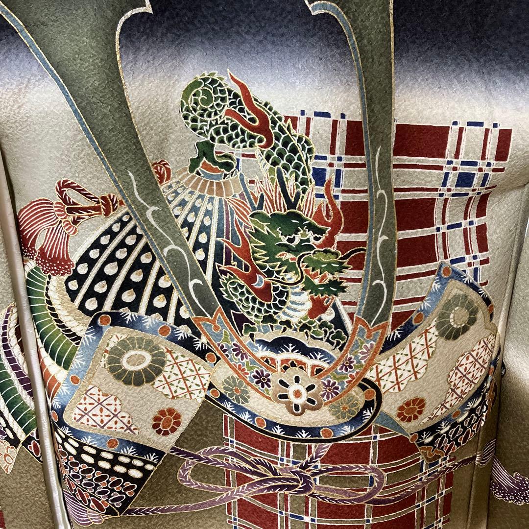 【お宮参り】長襦袢付き　男の子　正絹　〈美品〉　一つ身　お祝い着　家紋・丸に橘