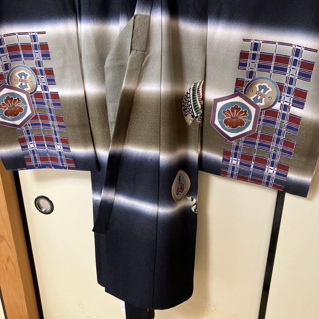 【お宮参り】長襦袢付き　男の子　正絹　〈美品〉　一つ身　お祝い着　家紋・丸に橘