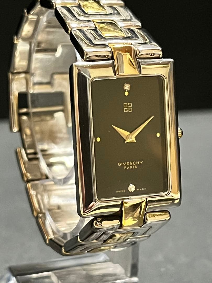 ★超絶美品　ジバンシー SS 石付　ブラック文字盤 レディース腕時計　動作良好