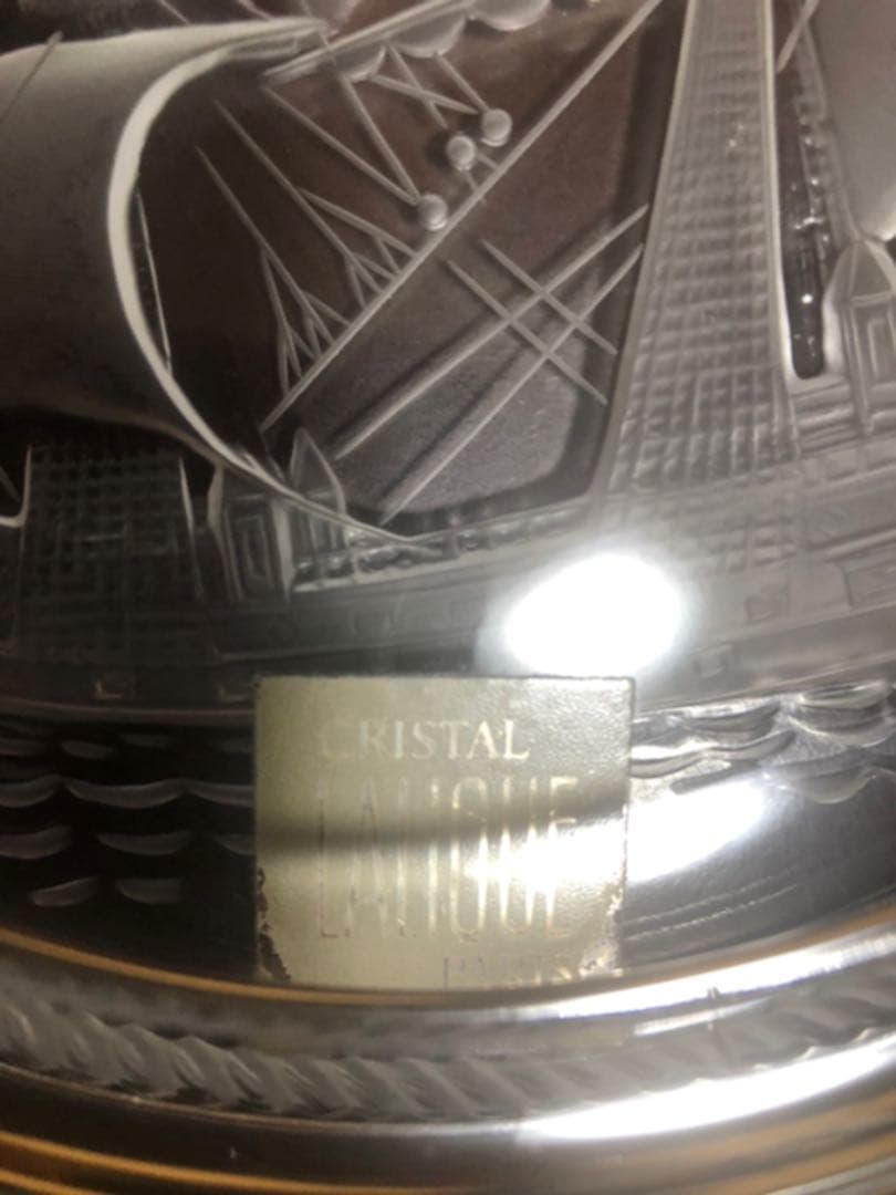 ラリック Lalique 帆船の書かれた灰皿