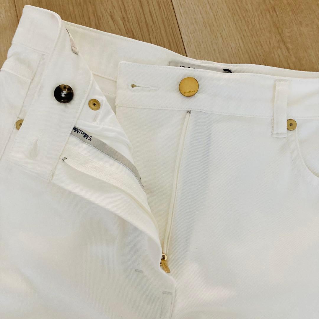 新品　エスマックスマーラ　デニム　ホワイト　ロールアップ　ジーンズ　36 パンツ