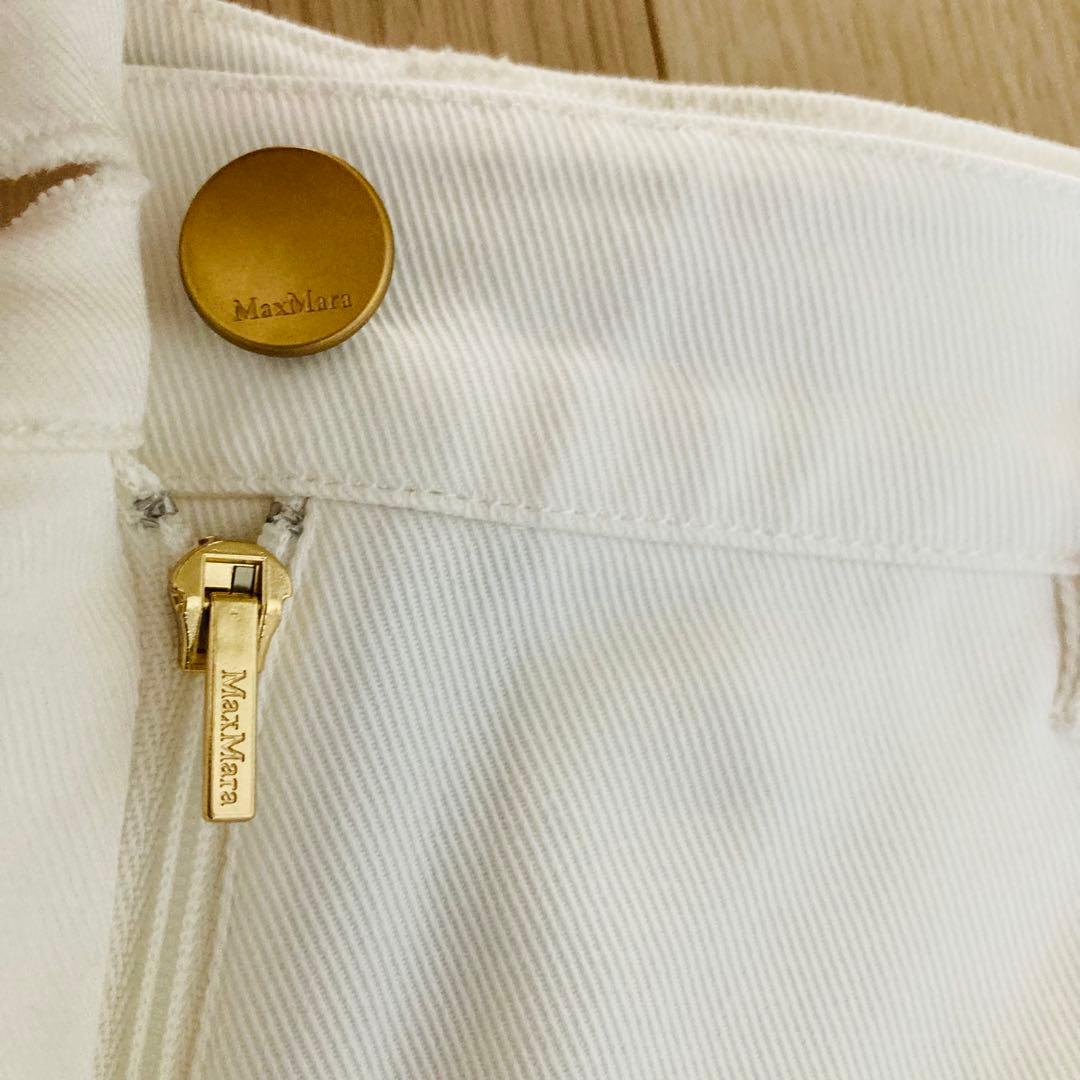 新品　エスマックスマーラ　デニム　ホワイト　ロールアップ　ジーンズ　36 パンツ