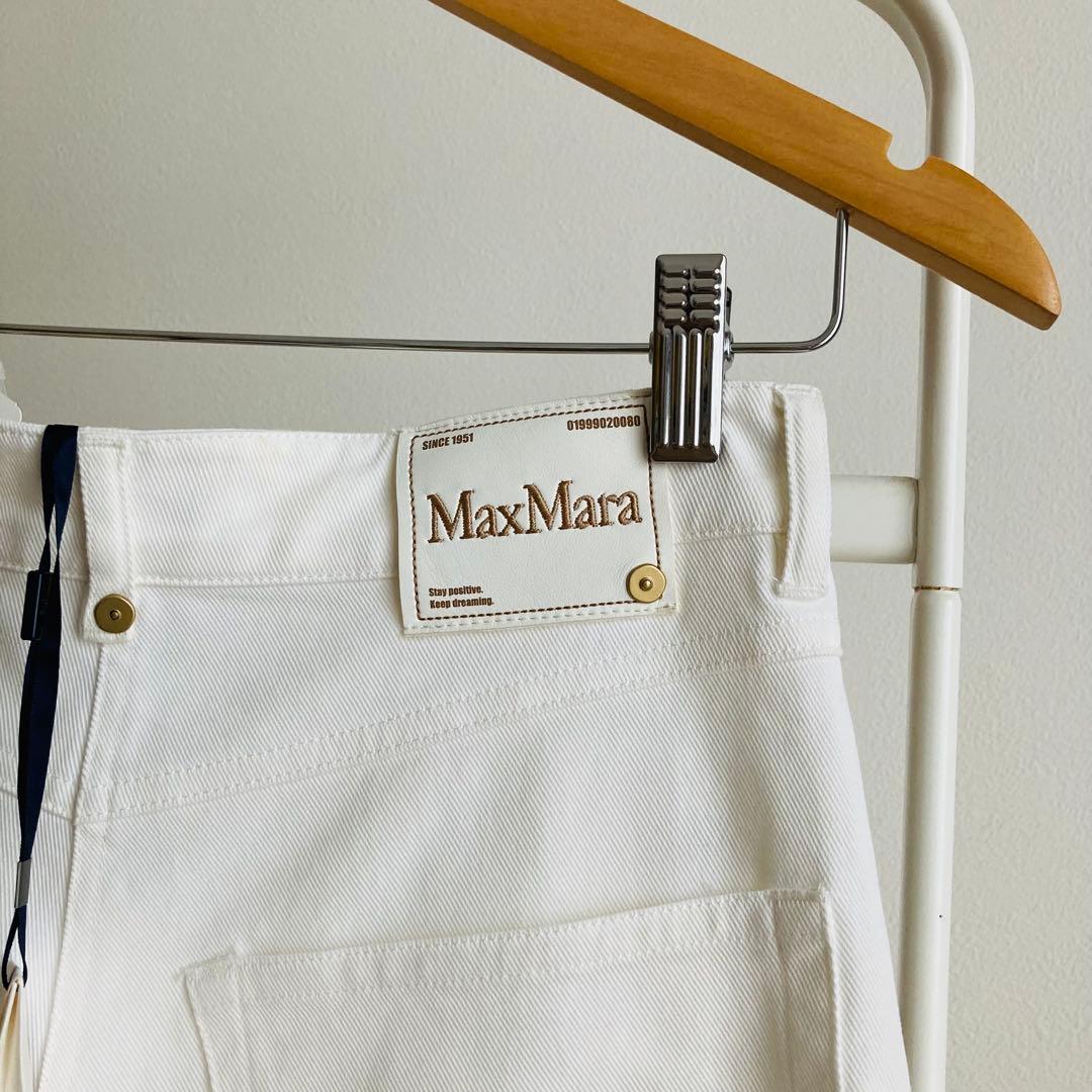 新品　エスマックスマーラ　デニム　ホワイト　ロールアップ　ジーンズ　36 パンツ