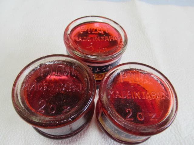 極希少 未使用 昭和15年 外箱付◆パイロット『並木製作所』インク瓶3本 「赤」