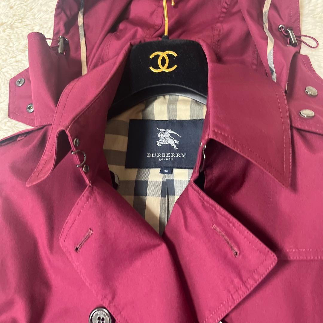 極美品☆バーバリーロンドントレンチコートメガチェックボルドー