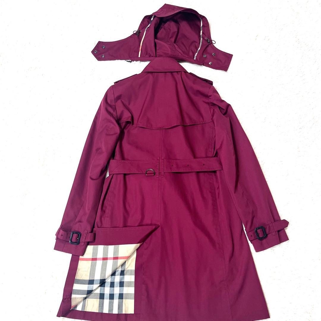 極美品☆バーバリーロンドントレンチコートメガチェックボルドー