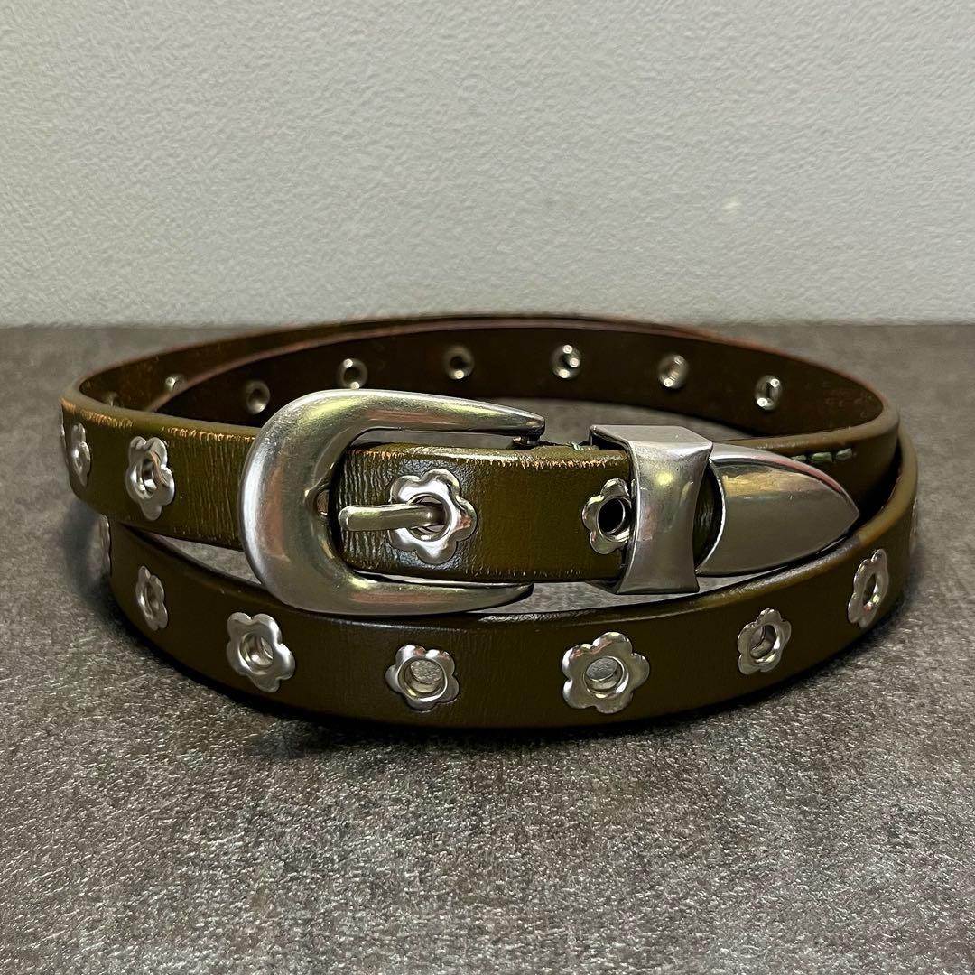 小物 OUR LEGACY 2CM FLOWERS ON green LEATHER