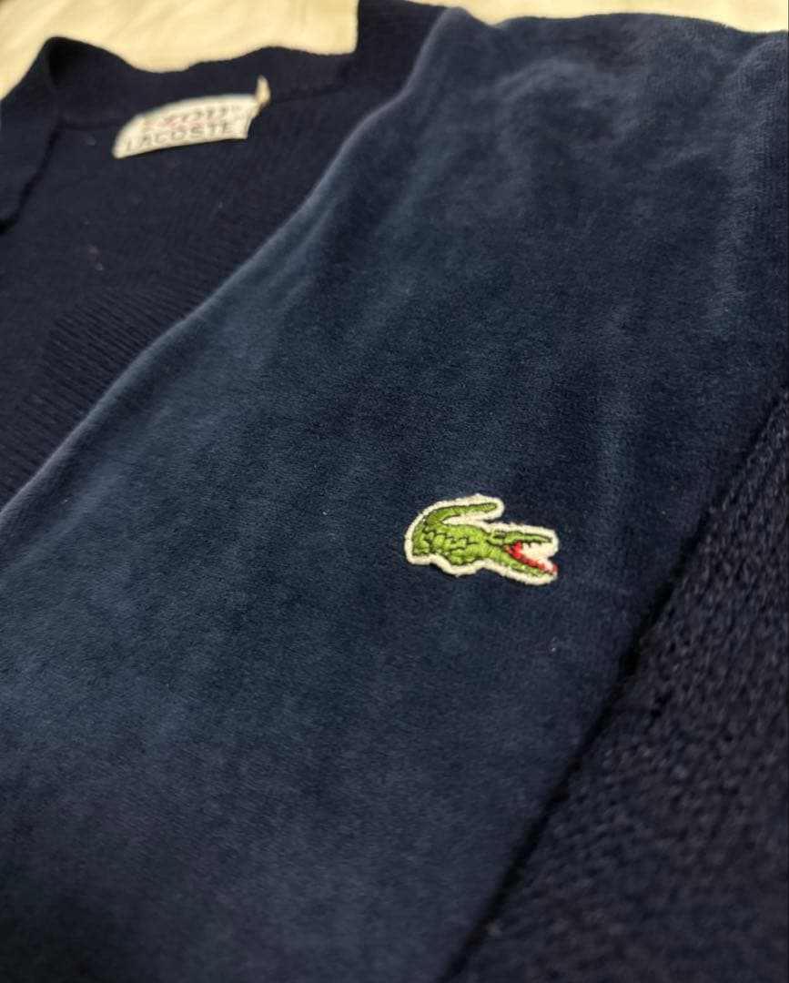 珍品70s IZOD LACOSTE ネイビーカーディガン コーデュロイ糸巻タグ