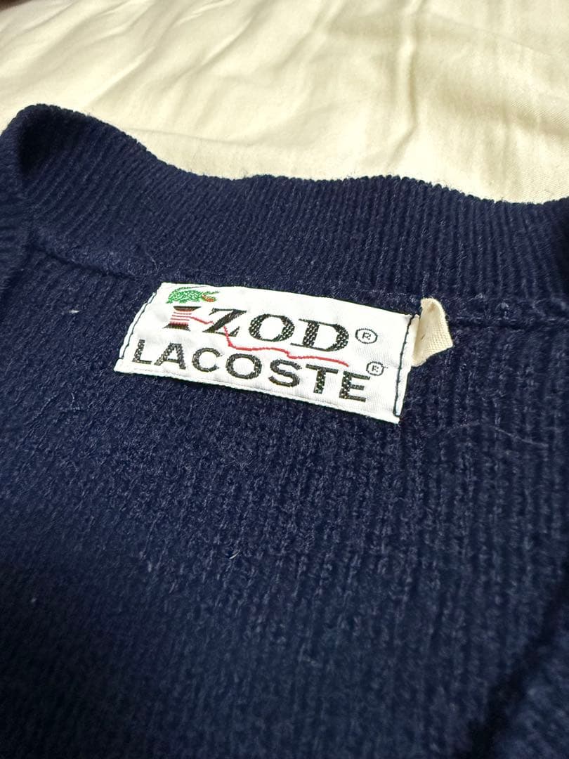 珍品70s IZOD LACOSTE ネイビーカーディガン コーデュロイ糸巻タグ