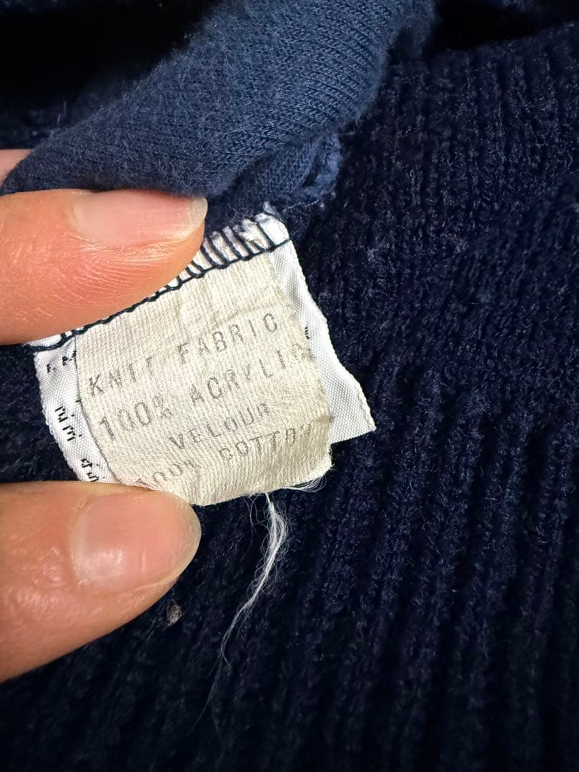 珍品70s IZOD LACOSTE ネイビーカーディガン コーデュロイ糸巻タグ