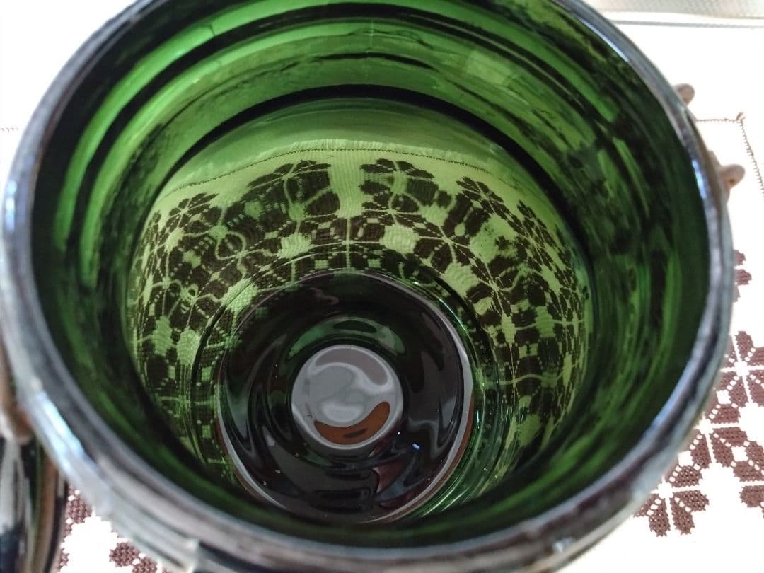 深緑の大きなヴィンテージキャニスター