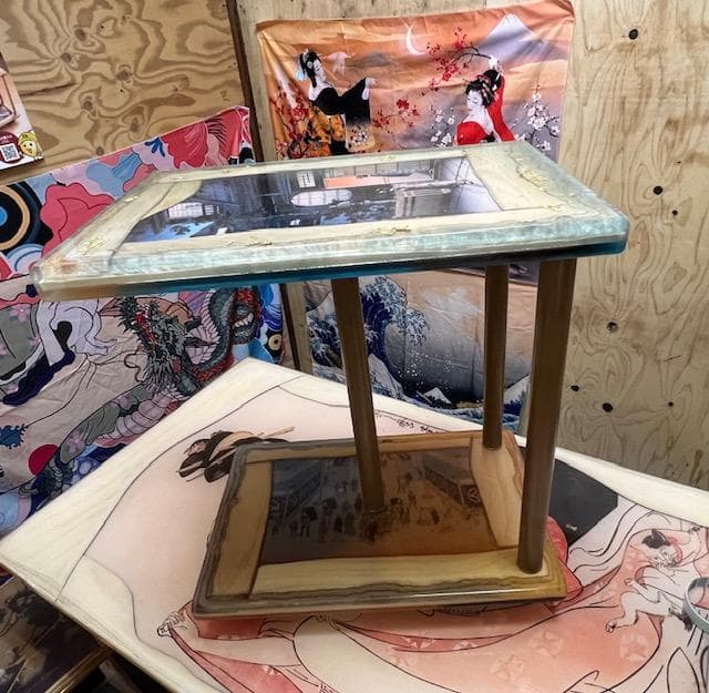 和風　レジン　日本画　アート　サイドテーブル　土屋光逸（四ツ谷荒木横丁）歌川広重