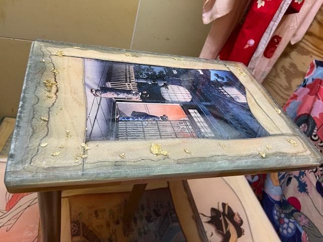 和風　レジン　日本画　アート　サイドテーブル　土屋光逸（四ツ谷荒木横丁）歌川広重