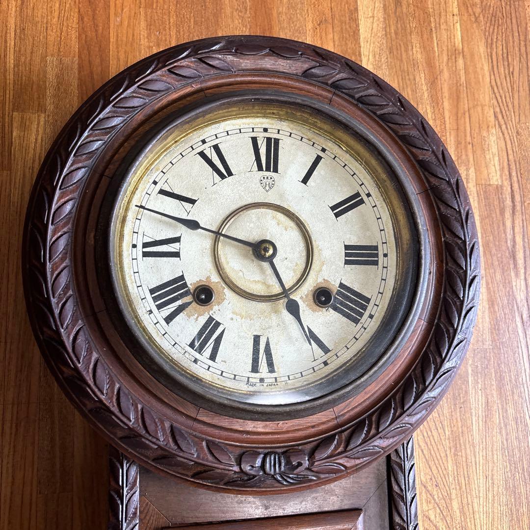 ハートエッチ精工所 柱時計 掛時計 ゼンマイ 昭和レトロ アンティーク