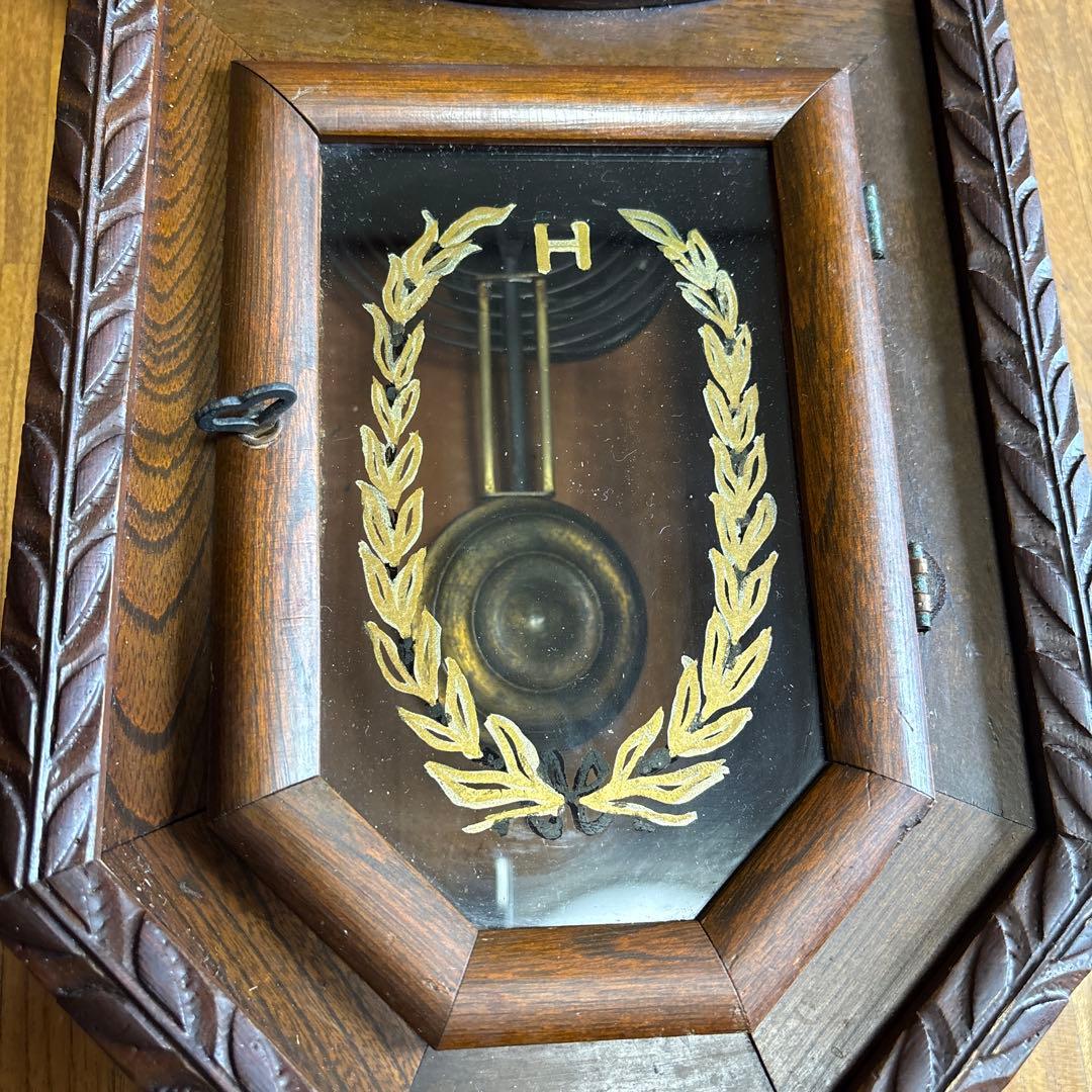 ハートエッチ精工所 柱時計 掛時計 ゼンマイ 昭和レトロ アンティーク