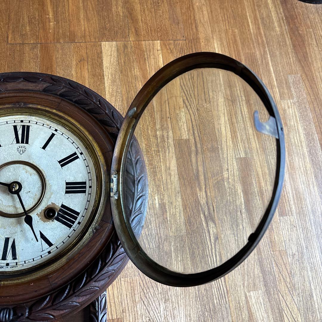 ハートエッチ精工所 柱時計 掛時計 ゼンマイ 昭和レトロ アンティーク