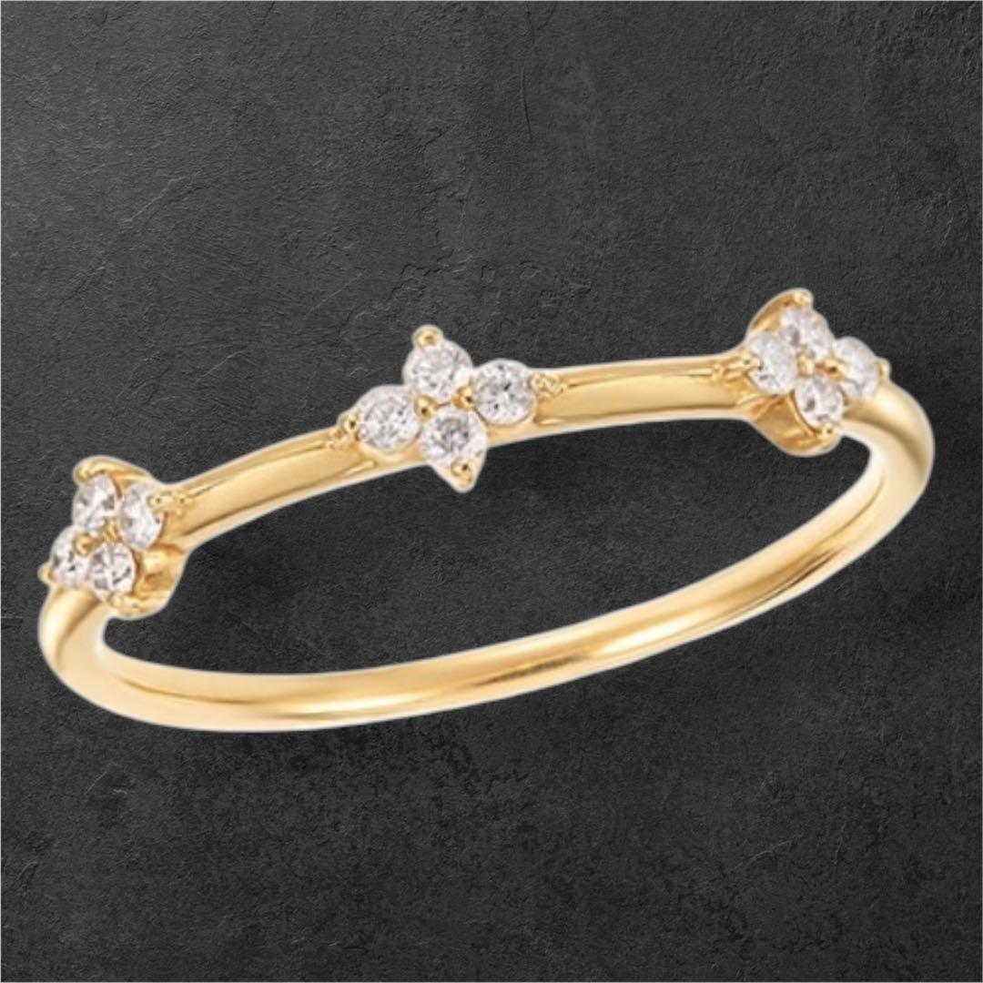 【大人気】ジュエリーツツミ　k18 フラワー ダイヤモンド リング　サイズ9号