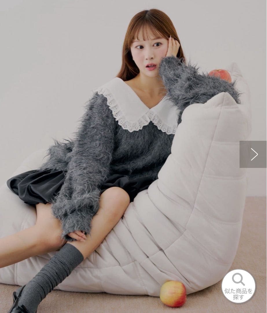 Chico セーラー襟付きシャギールーズニット namiコラボ