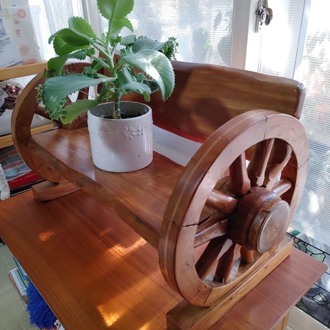 木彫り車輪デザイン ラック 観葉植物用 インテリア用品等多種多様装飾台座