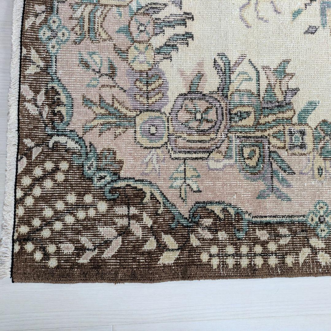 117×201 メダリオンコスモスピンク　トルコヴィンテージラグ