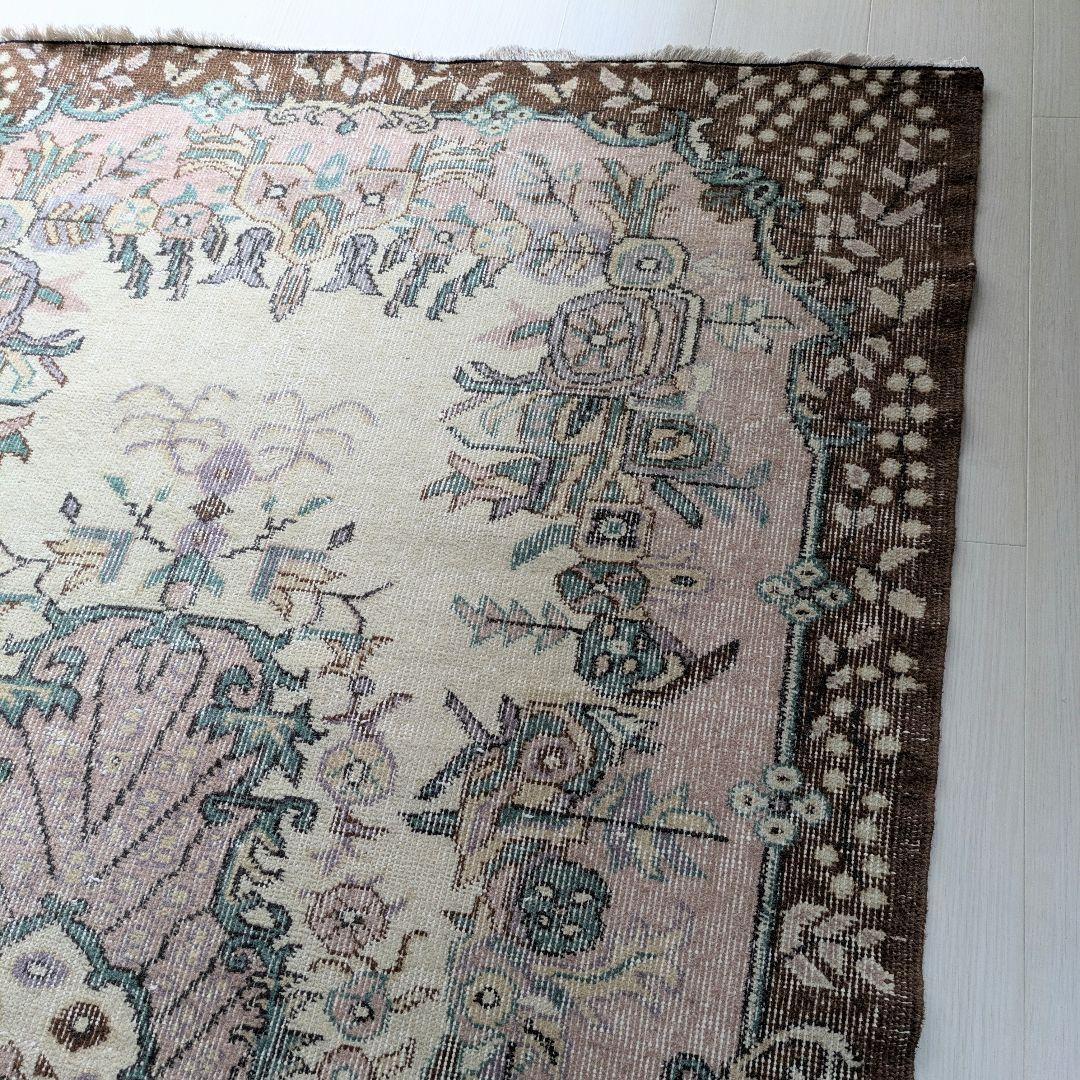 117×201 メダリオンコスモスピンク　トルコヴィンテージラグ