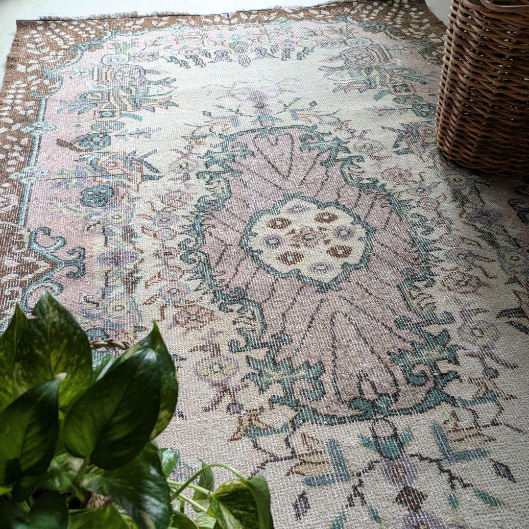 117×201 メダリオンコスモスピンク　トルコヴィンテージラグ