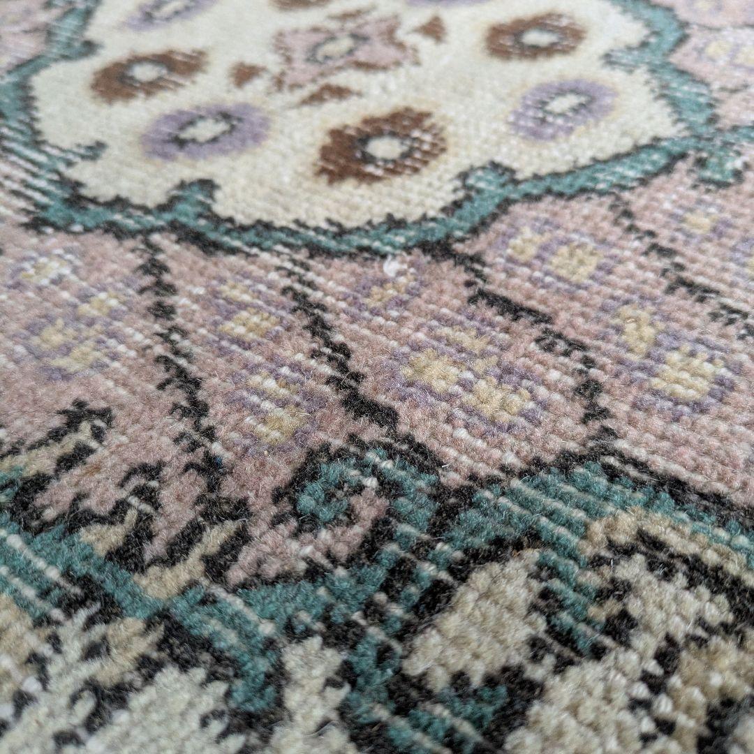 117×201 メダリオンコスモスピンク　トルコヴィンテージラグ