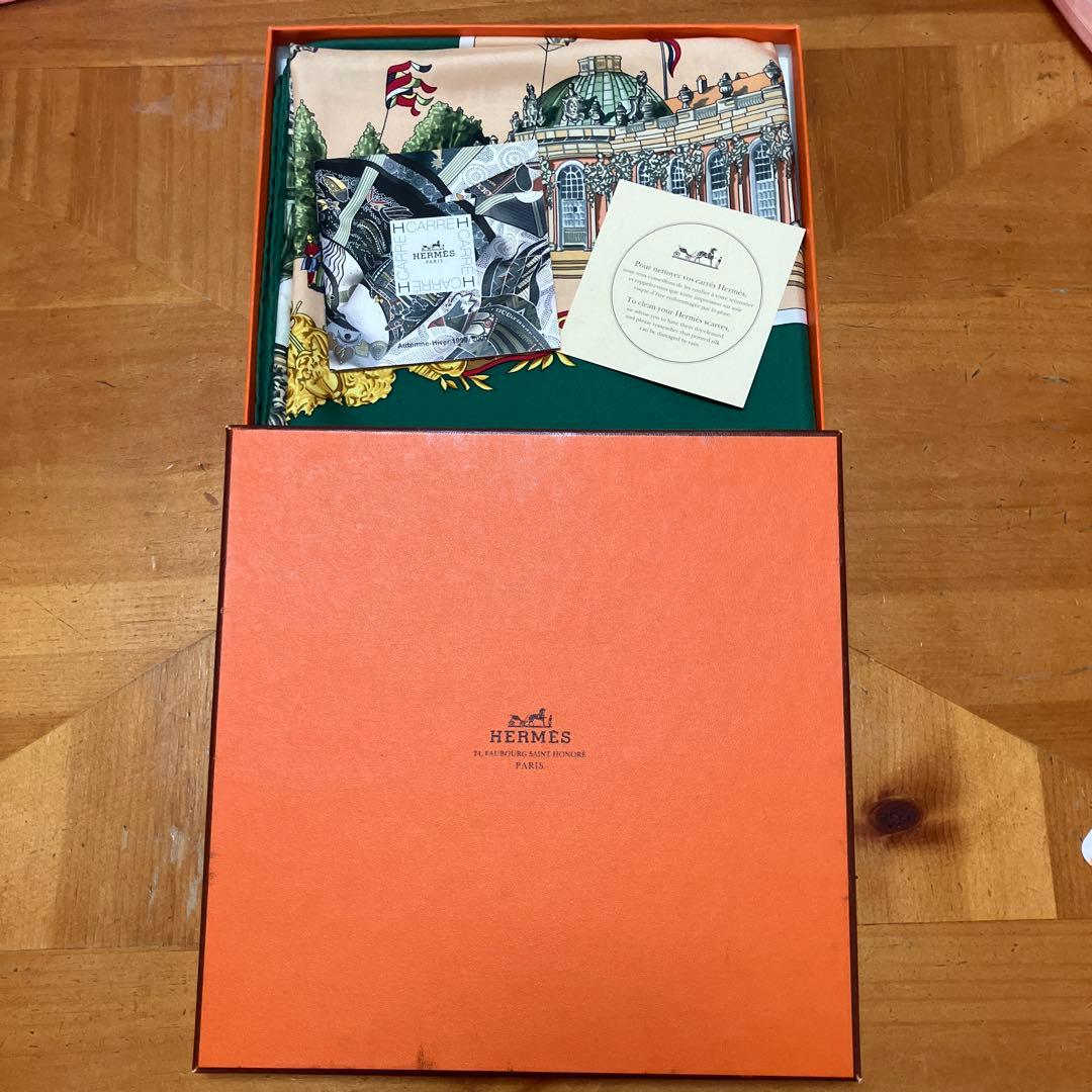 エイミィ【HERMES】エルメス カレ90 緑 グリーン スカーフ