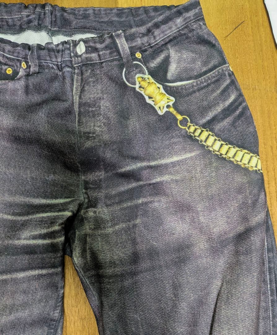 TATA 転写デニムパンツ　ブラック