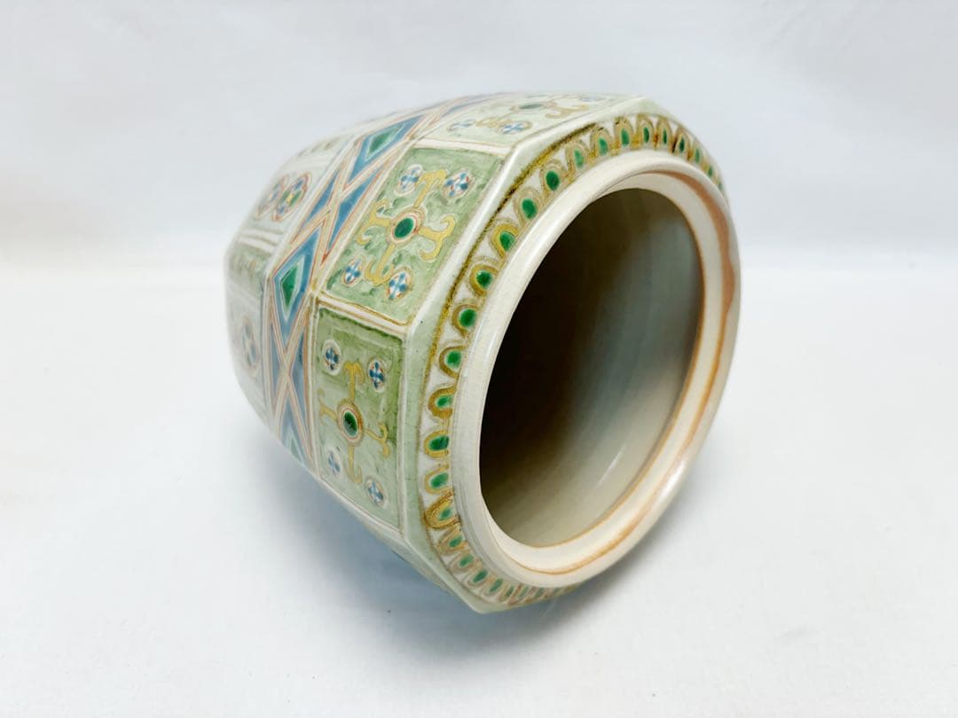 未使用 茶道具 国領 東斎造 （寿人） 瑞穗窯 唐草丸紋 水指 共箱