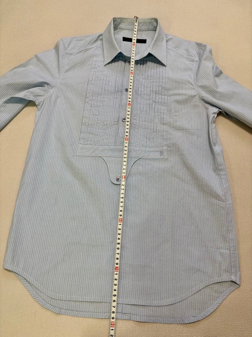 ストライプ 長袖シャツ フロントタック入り
