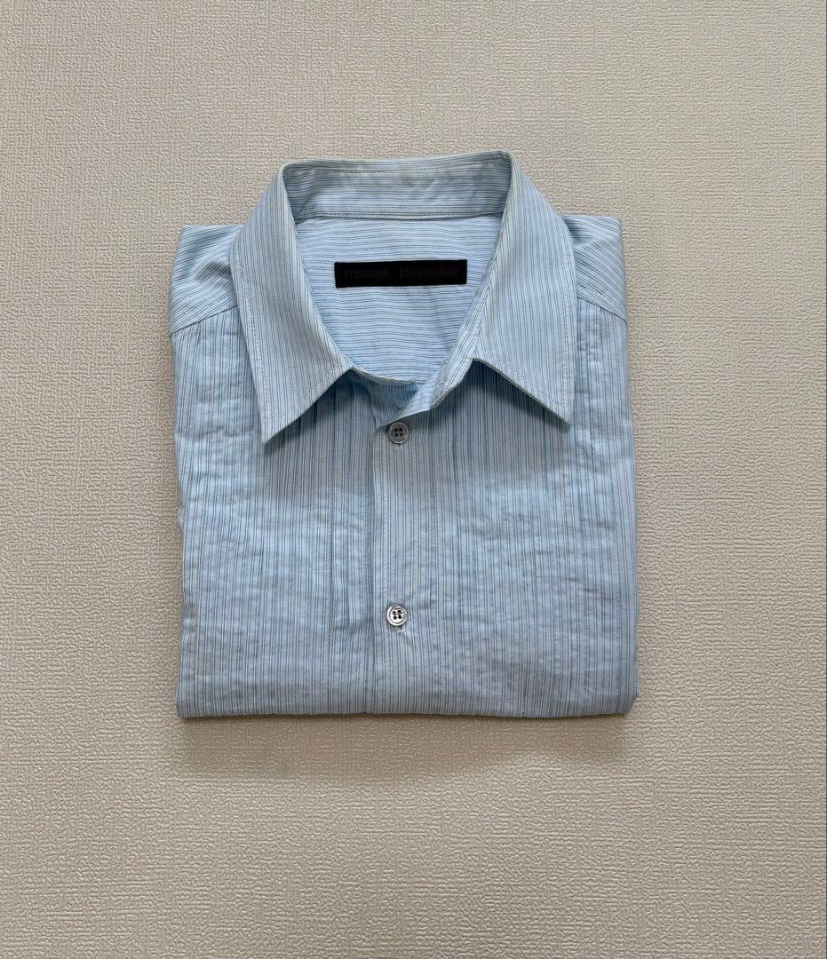 ストライプ 長袖シャツ フロントタック入り