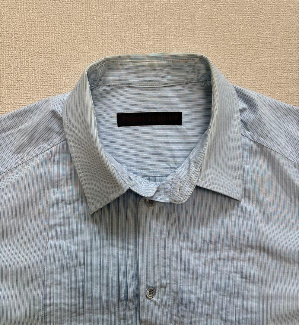 ストライプ 長袖シャツ フロントタック入り