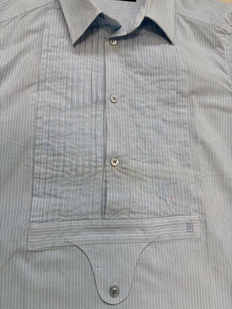 ストライプ 長袖シャツ フロントタック入り