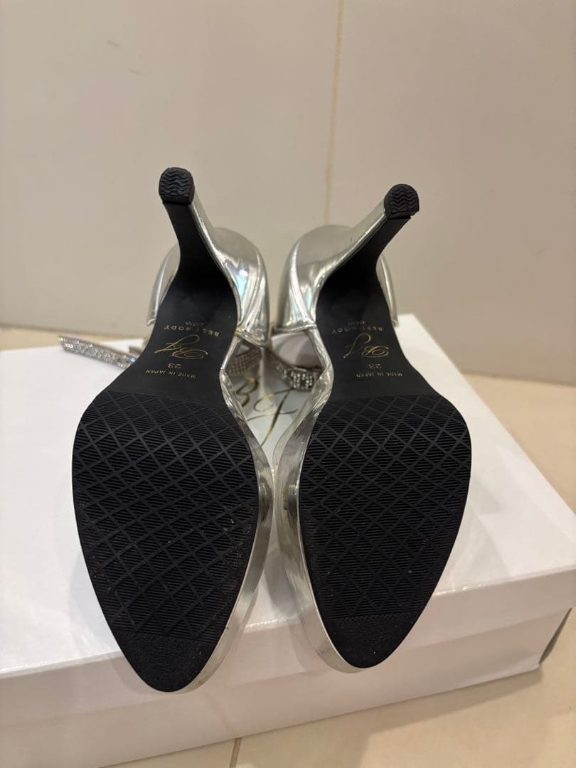 ベストボディジャパン公式ヒール シルバー アンクルストラップ ハイヒール23cm