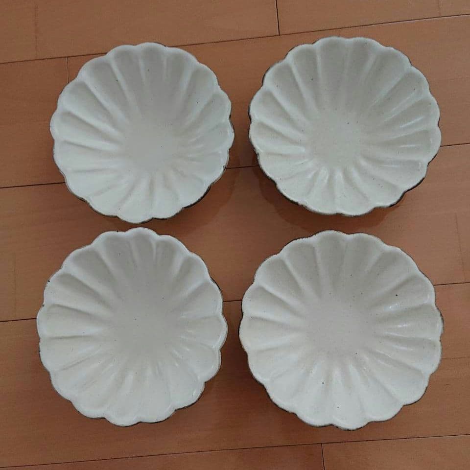 【石岡信之】花皿4枚セット　プレート　食器　ホワイト　白