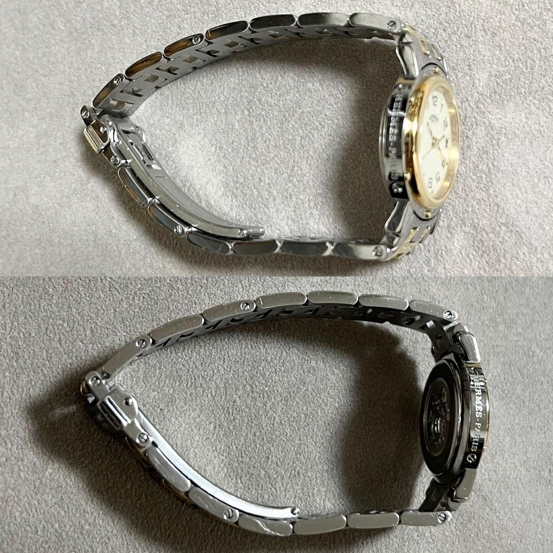 腕時計 エルメス クリッパー ナクレ 時計 シェル文字盤 ゴールド コンビ レア