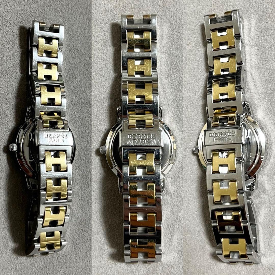 腕時計 エルメス クリッパー ナクレ 時計 シェル文字盤 ゴールド コンビ レア