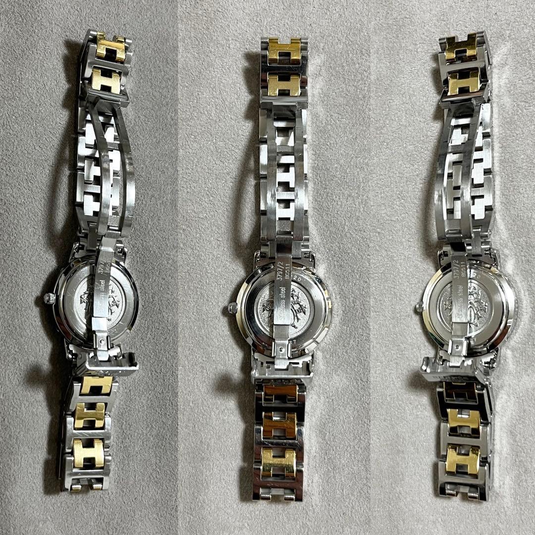 腕時計 エルメス クリッパー ナクレ 時計 シェル文字盤 ゴールド コンビ レア