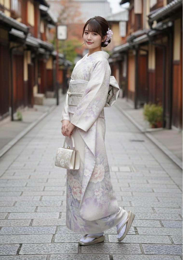 振袖セット　淡い　クリーム地　かわいい