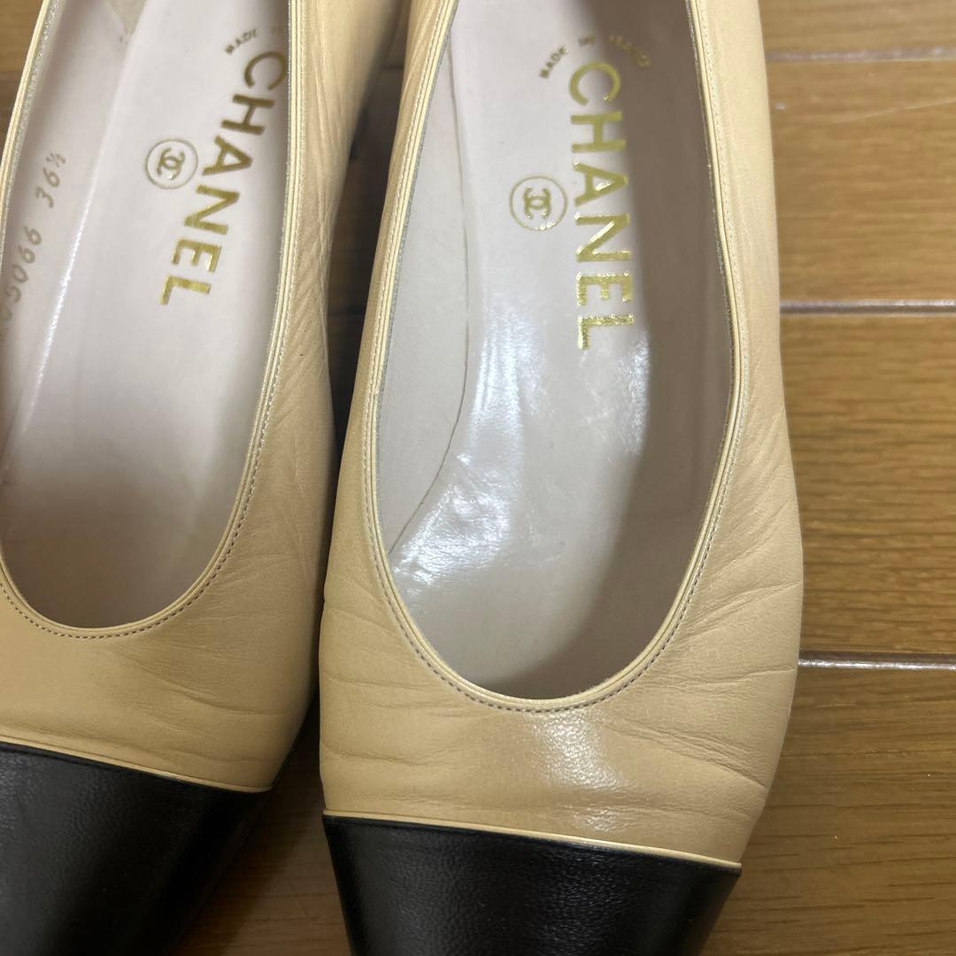 美品　CHANEL シャネル　ヴィンテージバイカラーパンプス