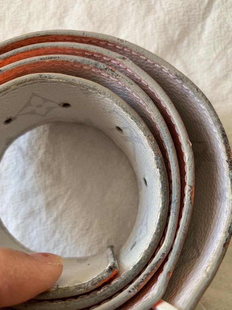 Louis Vuitton レザー ベルト グレー/オレンジ