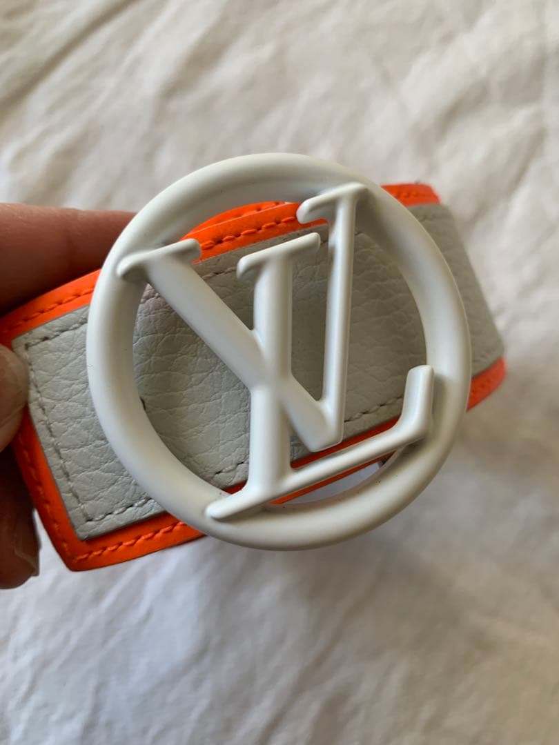 Louis Vuitton レザー ベルト グレー/オレンジ