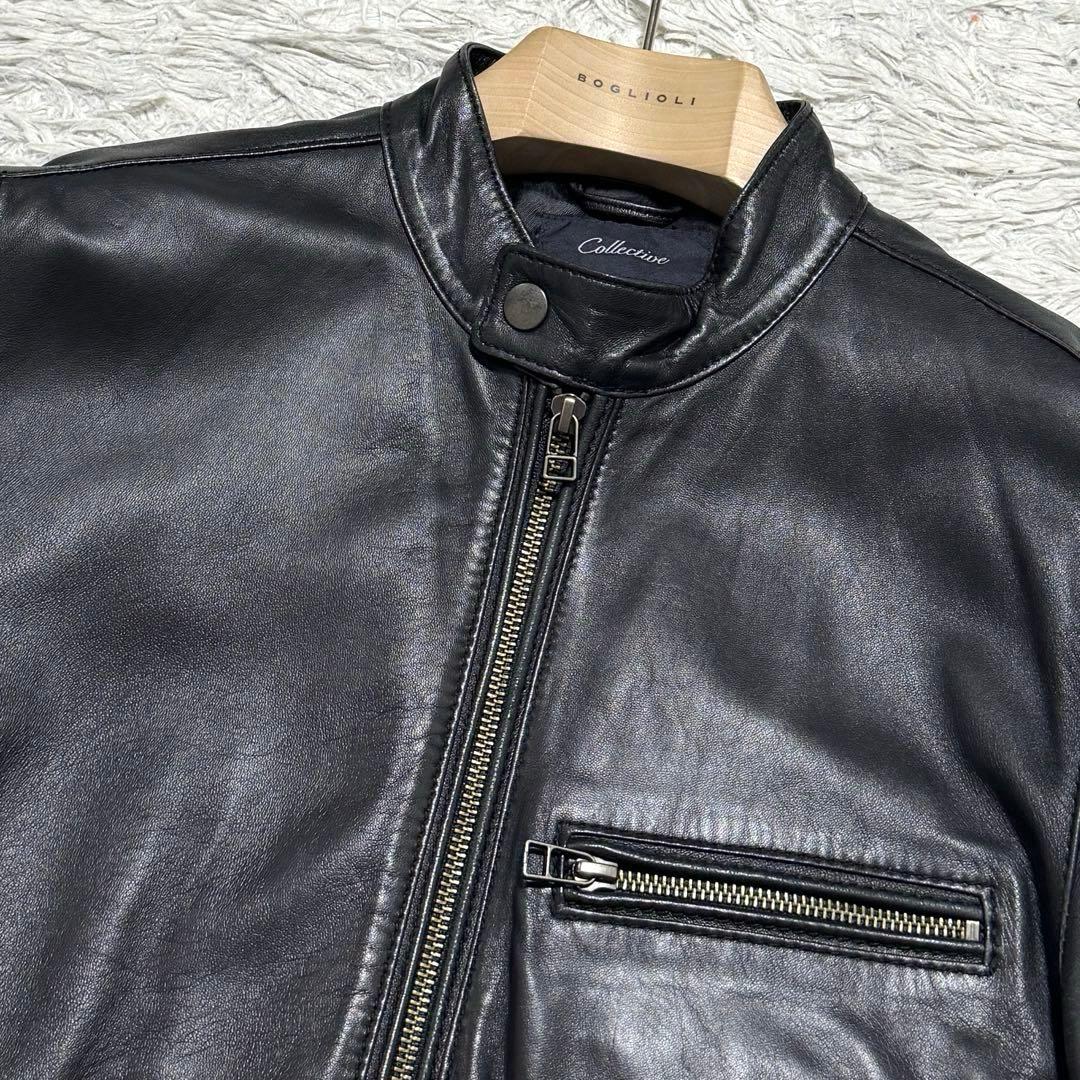 美品 メンズビギ ラムレザー シングルライダースジャケット Collective