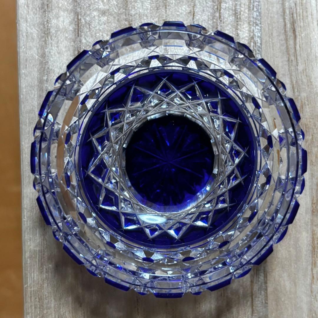 希少 美品 江戸切子 黒川昭男 棗 小物入れ ボンボニエール 一口 冷酒 グラス