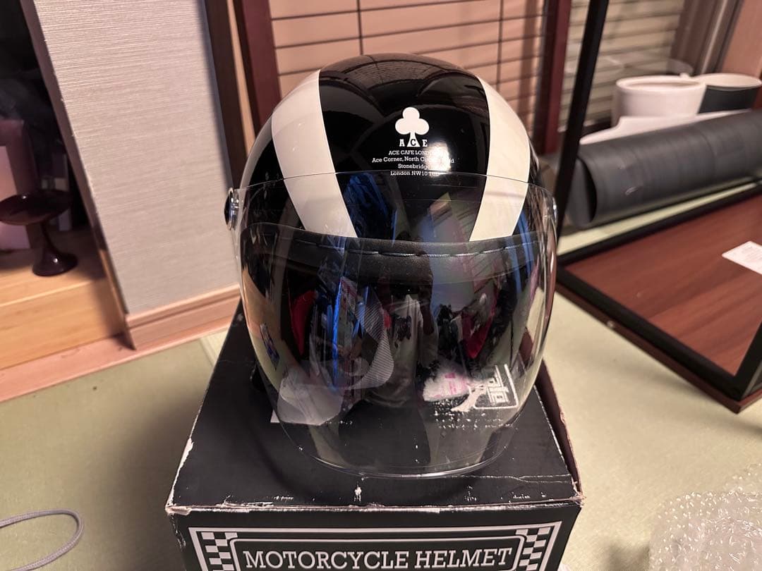 ACE CAFE ジェットヘルメット ブラック/ホワイト