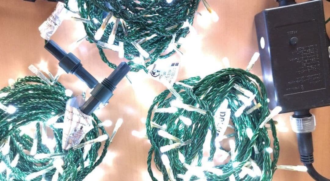 屋外可　グリーンコード（LED色はホワイト）10m×4巻+コンダプター