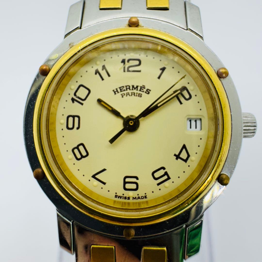 ✨HERMES✨エルメス✨コンビ✨ゴールド文字盤✨クリッパー✨腕時計✨
