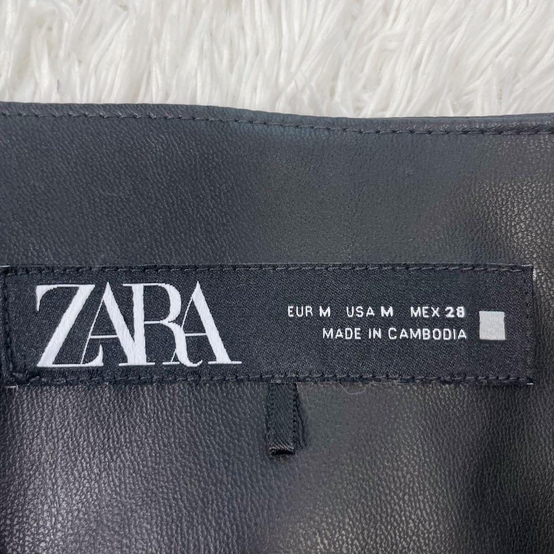 美品✨ZARA ザラ　ペプラムフェイクレザーブレザー　合皮　レザー　ライダース
